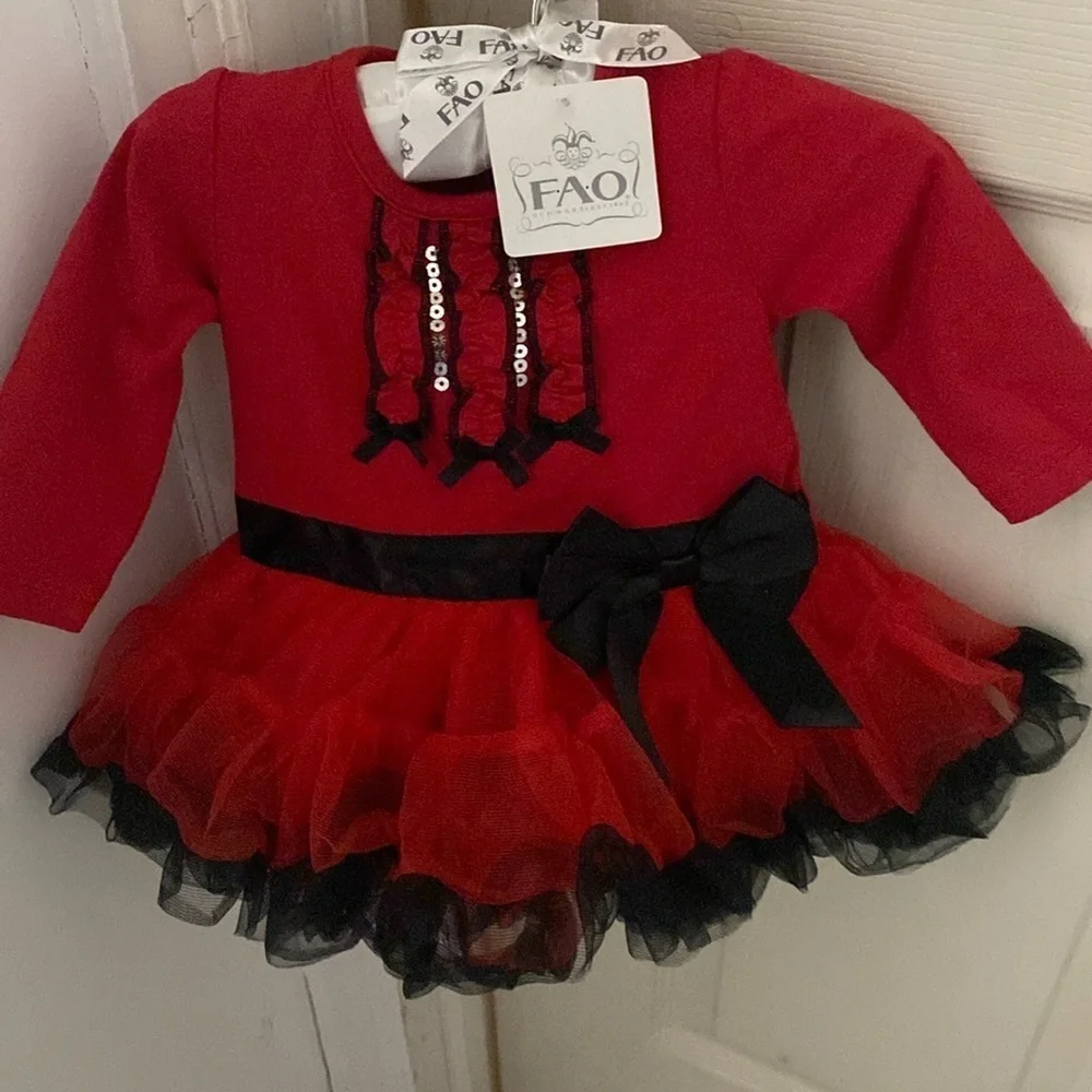 FAO baby apparel fancy dress bodysuit.  Red/black Size 3m 8-12 lbs